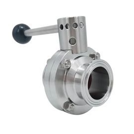 صمام الفراشة الصحي اليدوي ، الفولاذ المقاوم للصدأ 304316L Tri Clamp Butterfly Valve